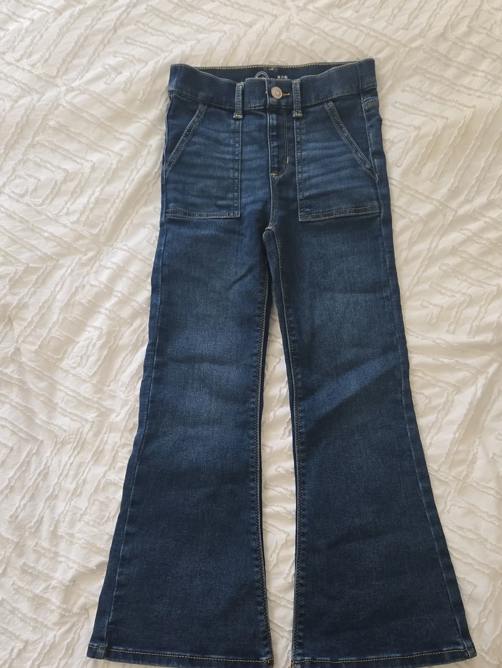wonder nation Dark Blue Flare Jeans with Front Patch Pockets